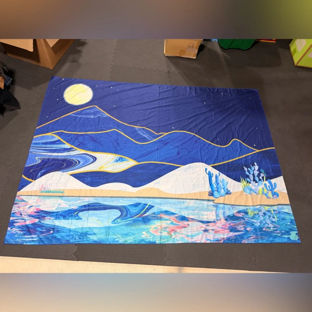 Abstract Moonlight Mountain Ocean Tapestry